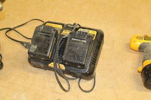 lot 130 image: DeWalt DCB102 Jobsite Charging Station, Batteries (x2)