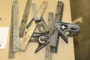 lot 714 image: Lot of (7) Metal Rulers and Combination Squares