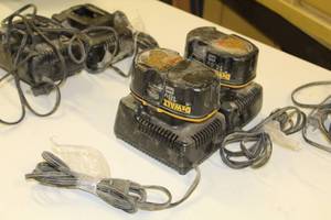 lot 162 image: DeWalt 18V Battery and 14.4V Battery, Chargers (x2)