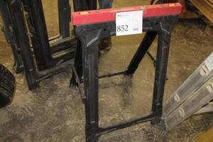 lot 852 image: Lot of (2) Plastic Folding Sawhorses