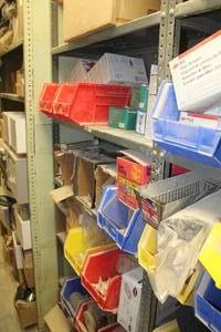 lot 671 image: Caulk, Masks, Supplies, Plastic Bins