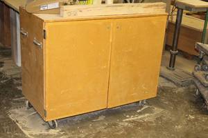 lot 336 image: Wood Storage Cabinet Cart