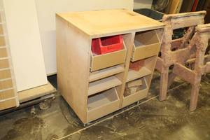 lot 340 image: Wood Storage Cabinet Cart
