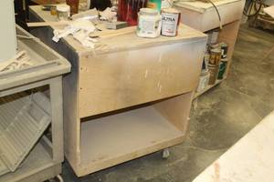 lot 477 image: Wood Workstation Cart