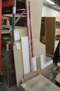 lot 568 image: Scrap Wood - Maple Plywood, White Melamine, MDO Plywood, Particle Board