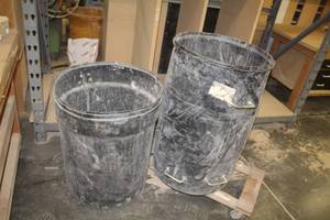 lot 1045 image: Lot of (2) Plastic Trash Cans, Dolly