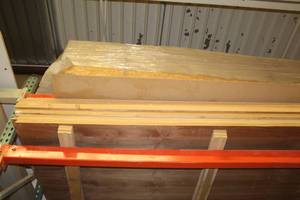 lot 1010 image: 8x4 Lumber - 12 MDF (x3), 14 Masonite (x2), 34 Plywood (x1), 34 Maple Laminate (x1), Slat Wall MDF (x6), Black Melanine Particle Board 1 (x2)