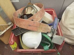 lot 943 image: Eye Wash Station, Hard Hats, Scrapers, Parts