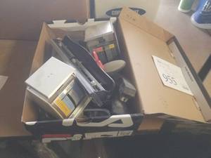lot 955 image: Office Supplies - 3 Binders, Mail Scales, Staplers, 3-hole Punch, Tape Dispensers, Misc. Office Supplies