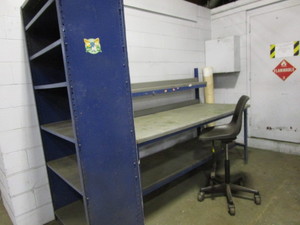 lot 54 image: Work Station Shelf, Desk, Stool