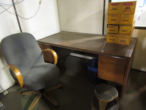 lot 74 image: Office Desk, Chair, Stool, Files