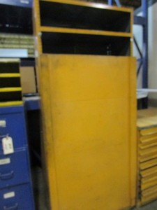lot 87 image: Metal Shelf with Wooden Door