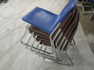 lot 100 image: Blue Stacking Office Chairs