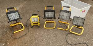 Group of 5 portable shop lights