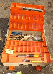 Fishing tackle box with various tools