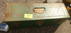 Metal toolbox with a bunch of tools