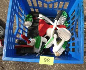Box full of scrub brushes