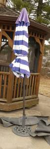 Nice Blue and white striped patio umbrella