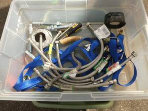Bunch of new stainless faucet hoses and a file with antler handle