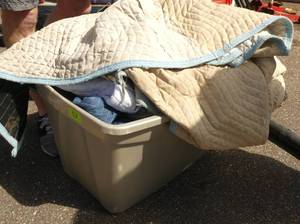 Large tote full of moving blankets