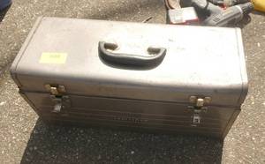 Metal Craftsman toolbox full of tools