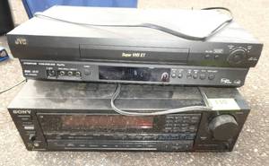 Sony stereo receiver and JVC VHS player