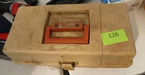 Fishing tackle box with a bunch of wrenches