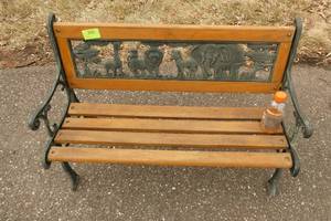 Very cute kids outdoor bench with Giraffe, Lion, Elephant