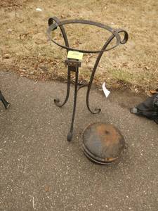 Rod iron planter, and cast iron pot