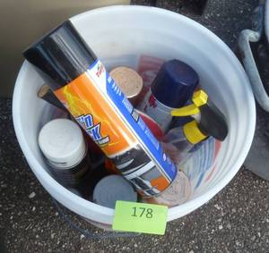 bucket of paint and cleaner