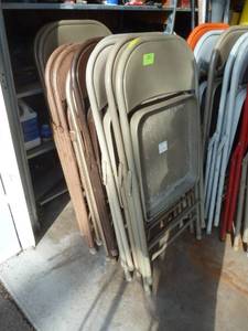stack of 10 metal folding chairs