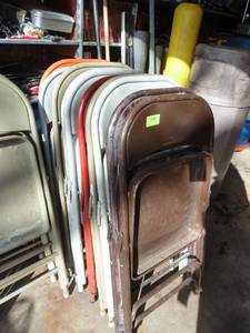 stack of 10 metal folding chairs
