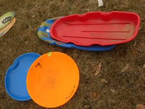 snow saucers and tobaggons