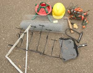 Lot of misc from a dust pan to a tree stand