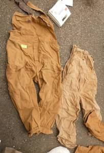 2 pair of mens bib overalls Levis and Carhartt  48 and 50 waist, 30 inseam