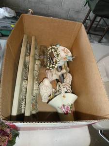 Box of home dcor items