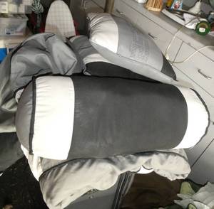 Black, Grey, White Comforter and matching pillows