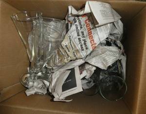3 boxes of glassware