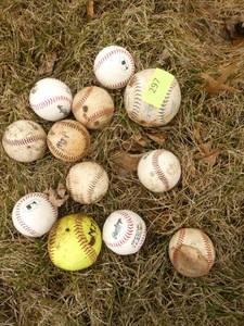 10 baseballs and 2 softballs