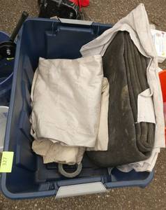 tote with a tarp and drop cloths