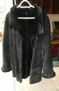 Womens size Large Suede and faux fur inside 34 length coat