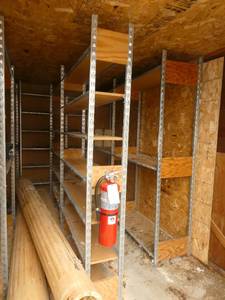 7 sections of shelving to be dismantled and removed from backyard shed.  Each section is 7 feet tall, 12 deep, 48 wide