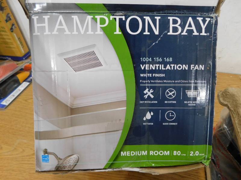 lot 107 image: Hampton Bay 80 CFM Ceiling Mount Roomside Installation Bathroom Exhaust Fan