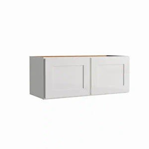lot 64 image: Hampton Bay Courtland Shaker Assembled 30 in. x 12 in. x 12 in. Stock Wall Kitchen Cabinet in Polar White Finish