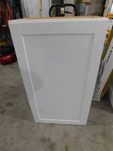 lot 39 image: Hampton Bay Shaker Satin White Stock Assembled Wall Kitchen Cabinet (24 in. x 42 in. x 12 in.)