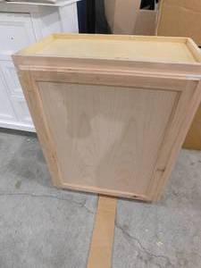 lot 40 image: Hampton Bay Hampton Assembled 24x30x12 in. Wall Kitchen Cabinet in Unfinished