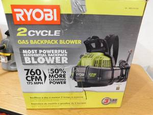 lot 42 image: RYOBI 175 MPH 760 CFM 38cc Gas Backpack Leaf Blower