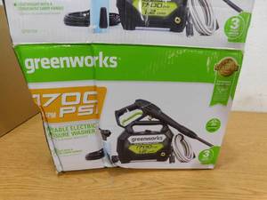 lot 50 image: Greenworks 1700 PSI 1.2-Gallon-GPM Cold Water Electric Pressure Washer