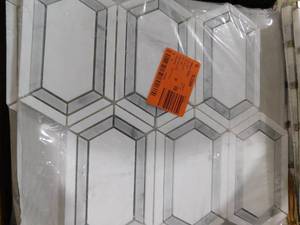 lot 80 image: (9) MSI Pavilion Picket 12 in x 12 in. x 10 mm Polished Marble Mosaic Tile