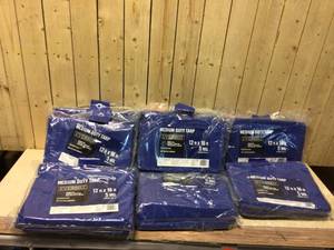 lot 1 image: Lot of 3 12 ft. x 16 ft. Blue Medium Duty Tarp by Everbilt Customer Returns See Pictures
